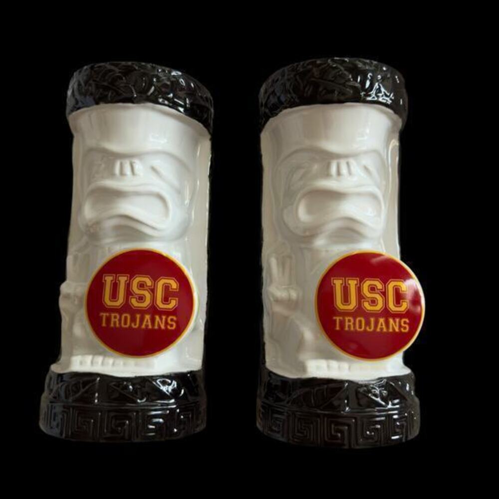 Set of NWT 2020 USC Trojans Tiki Farm Mugs Beachdude Inc California White Red